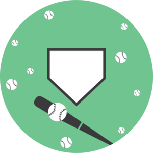 Baseball-themed dartboard background with bat, ball, and home plate